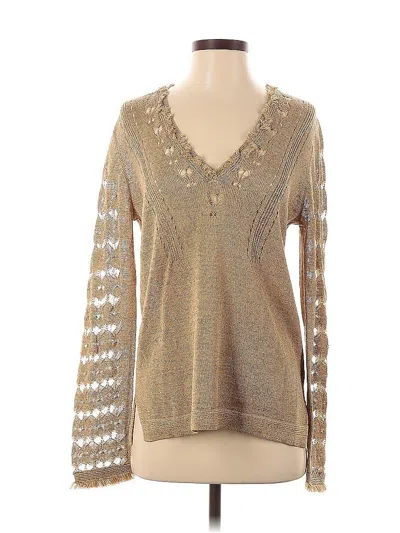 Pre-owned Kobi Halperin Long Sleeve Top Tan V Neck Tops In Brown