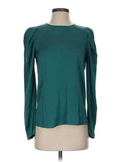 Pre-owned Kobi Halperin Long Sleeve Top Teal Crew Neck Tops In Blue