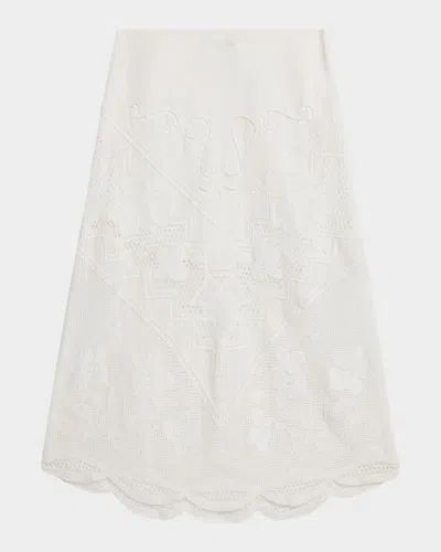 Kobi Halperin Lorelei Lace-inset Linen Midi Skirt