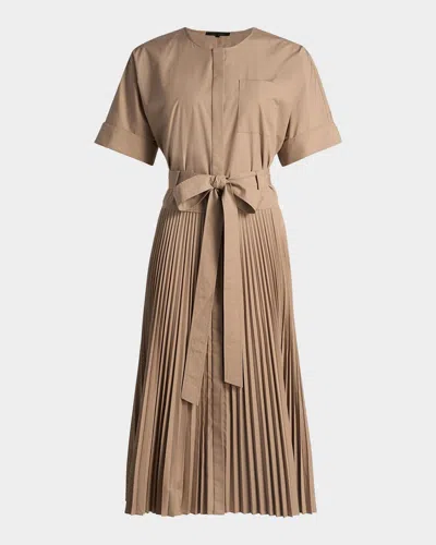 Kobi Halperin Loretta Cotton-blend Tie-waist Shirtdress In Brown