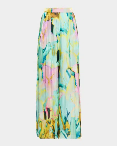 KOBI HALPERIN LORETTA WIDE-LEG METALLIC SATIN PANTS