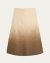 Kobi Halperin Lucien Ombre Leather Midi Skirt In Ecru Multi