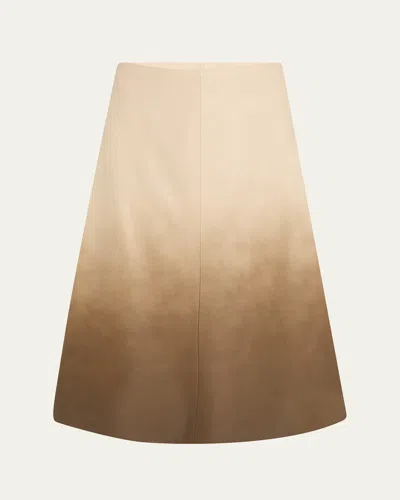 Kobi Halperin Lucien Ombre Leather Midi Skirt In Ecru Multi