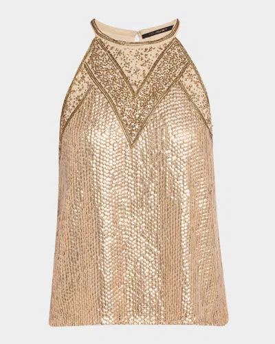 Kobi Halperin Luna Bead & Sequin Halter Blouse