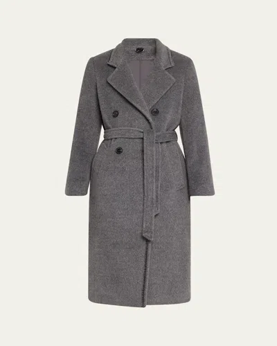 Kobi Halperin Lyra Chain-trim Double-breasted Coat In Grey Melange