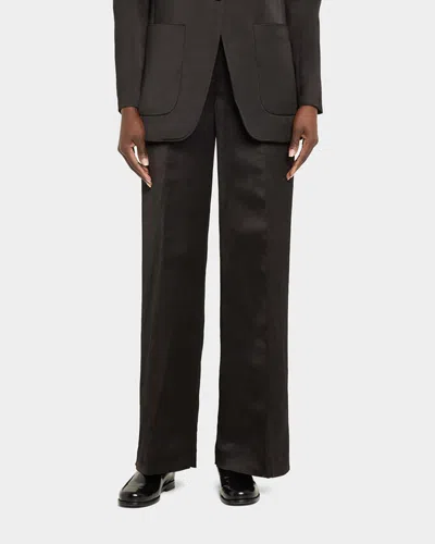 Kobi Halperin Mack Straight-leg Satin Pants In Metallic