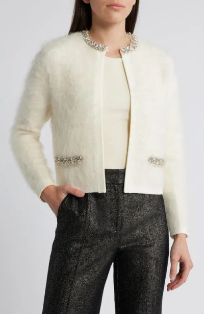 Kobi Halperin Madeline Embellished Alpaca Blend Cardigan In Ivory