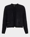 Kobi Halperin Madeline Fuzzy Bead-trim Sweater In Black