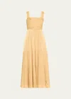 Kobi Halperin Maisie Tiered Metallic Shimmer Maxi Dress In Teak