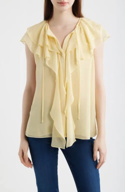 Kobi Halperin Maren Ruffle Cap Sleeve Top In Yellow