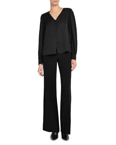 Kobi Halperin Maren Silk Stretch V Neck Blouse In Black