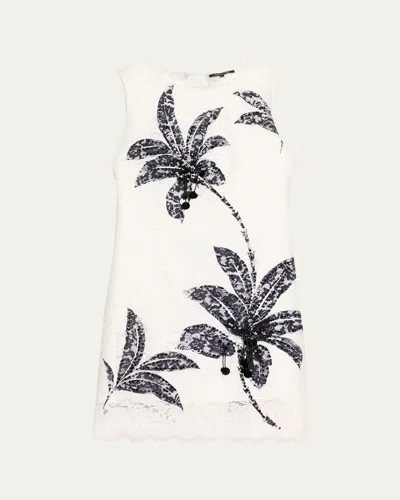 Kobi Halperin Maren Sleeveless Palm Leaf-print Lace Dress In Animal Print