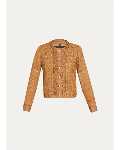 Kobi Halperin Marshall Embellished Tweed Jacket In Brown