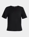 Kobi Halperin Maryl Crewneck Cotton-linen Blouse In Black