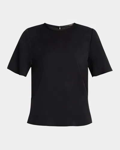 Kobi Halperin Maryl Crewneck Cotton-linen Blouse In Black