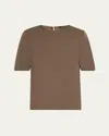 Kobi Halperin Maryl Crewneck Cotton-linen Blouse In Sable
