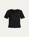 Kobi Halperin Maryl Crewneck Cotton-linen Blouse In Black