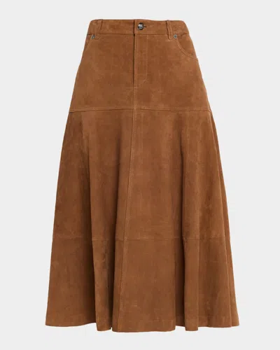 KOBI HALPERIN MATTY PANELED SUEDE MIDI SKIRT