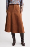 Kobi Halperin Matty Paneled Suede Midi Skirt In Brown