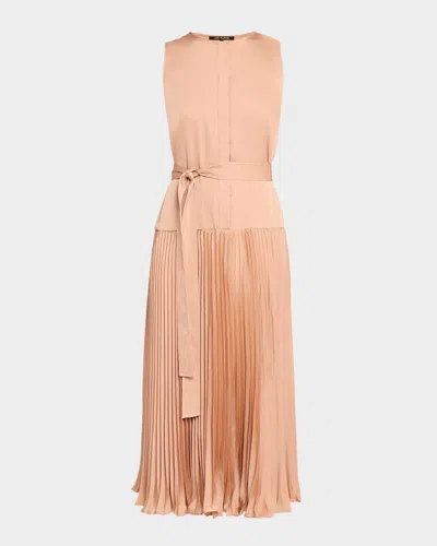 Kobi Halperin Maxine Sleeveless Accordion Pleated Midi Dress In Neutral