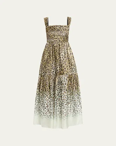 KOBI HALPERIN MEIRA TIERED LEOPARD-PRINT MIDI DRESS