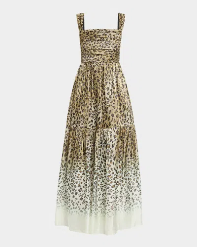 Kobi Halperin Meira Tiered Leopard-print Midi Dress In Brown Multi