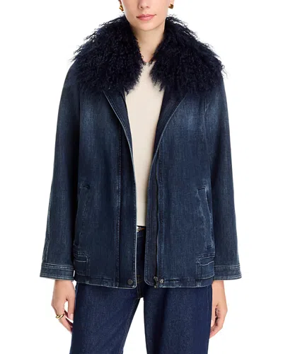 Kobi Halperin Members Faux Fur Trim Jacket In Blue
