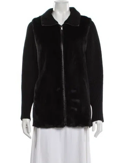 Pre-owned Kobi Halperin Merino Wool Faux Fur Jacket In Black