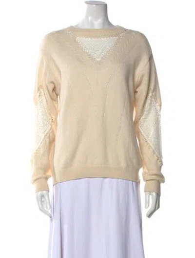 Pre-owned Kobi Halperin Merino Wool Lace Pattern Sweater In Neutral