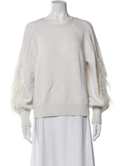 Pre-owned Kobi Halperin Merino Wool Scoop Neck Sweater In White