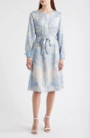 Kobi Halperin Michelle Print Tie Waist Long Sleeve Dress In Multi
