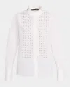 Kobi Halperin Mick Embellished Ruffle-trim Blouse In White