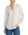 Kobi Halperin Miguel Lace Inset Silk Blouse In White