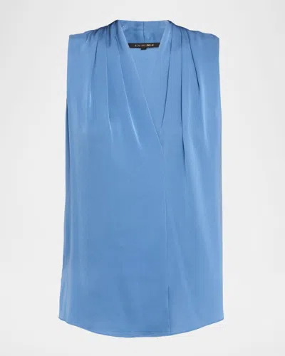Kobi Halperin Mila Silk-stretch Sleeveless Top In Blue