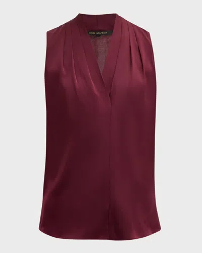Kobi Halperin Mila Silk-stretch Sleeveless Top In Mulberry