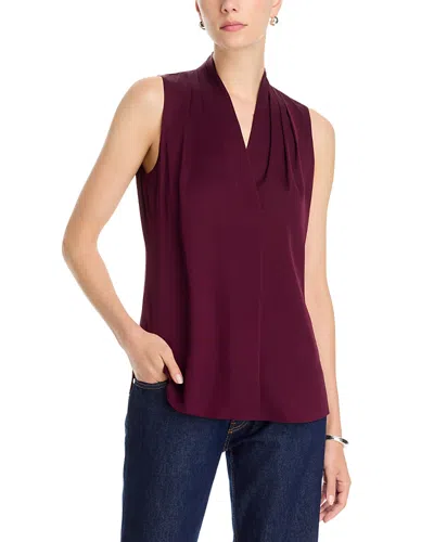 Kobi Halperin Mila Sleeveless V Neck Pleated Silk Blouse In Purple