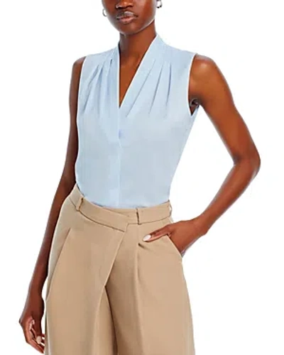 Kobi Halperin Mila Sleeveless V Neck Pleated Silk Blouse In Coast