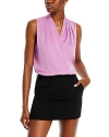 Kobi Halperin Mila Sleeveless V Neck Pleated Silk Blouse In Tulip