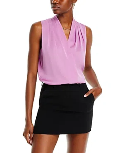 Kobi Halperin Mila Sleeveless V Neck Pleated Silk Blouse In Tulip