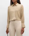 Kobi Halperin Studded Stretch Silk Blend Button-up Shirt In Palomino