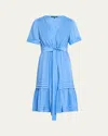 Kobi Halperin Miranda Pintuck Tiered Linen-silk Midi Dress In Blue