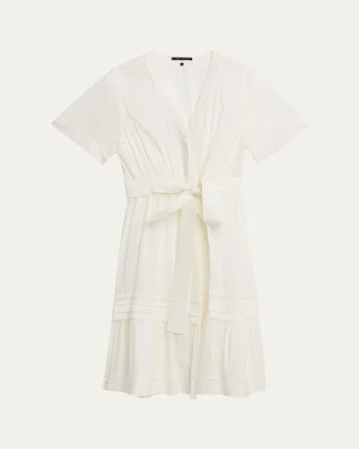 Kobi Halperin Miranda Pintuck Tiered Linen-silk Midi Dress In White