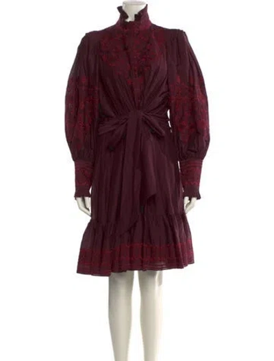 Pre-owned Kobi Halperin Mock Neck Knee-length Dress In Burgundy