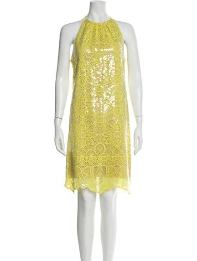 Pre-owned Kobi Halperin Mock Neck Knee-length Dress In Yellow