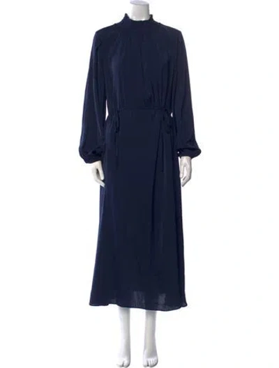 Pre-owned Kobi Halperin Mock Neck Long Dress In Blue