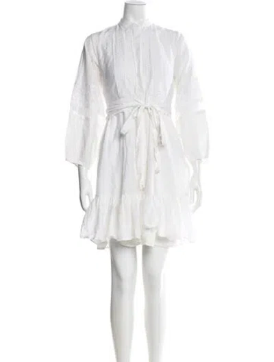 Pre-owned Kobi Halperin Mock Neck Mini Dress In White