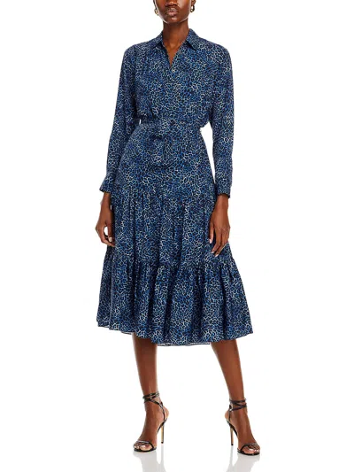 Kobi Halperin Montanna Womens Animal Print Midi Shirtdress In Multi