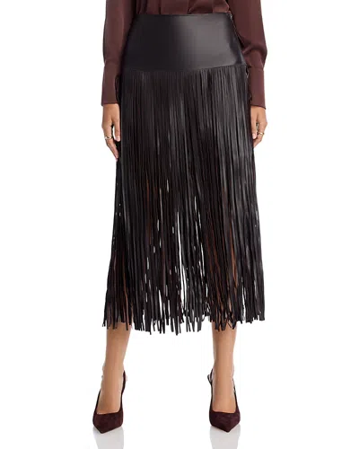 Kobi Halperin Monte Leather Fringe Skirt In Black