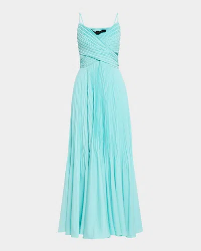 Kobi Halperin Morgan Pleated Crossover Maxi Dress In Capri