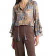 Kobi Halperin Mullin Floral Trumpet Sleeve Blouse In Skyline Multi In Brown